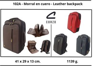 102A – Chileno – Morral ejecutivo en cuero – Leather backpack