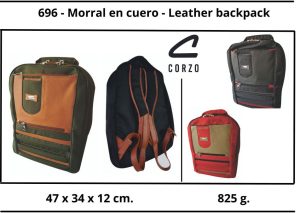 696 – Morral en cuero legítimo con lona – Leather backpack